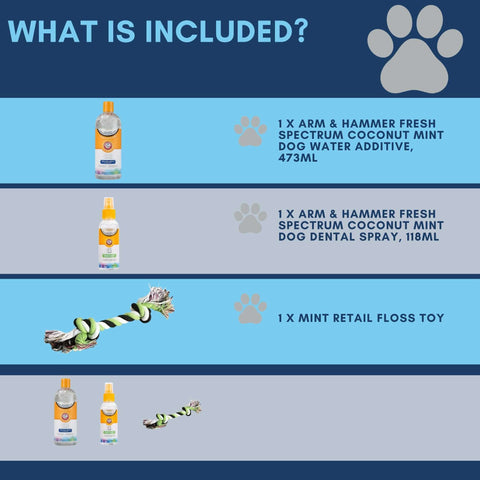 Dog Breath Freshener Bundle Including Mint Retail Floss Toy
